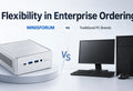 Comparison graphic showing MINISFORUM Mini PC flexibility vs traditional bulky PC brands.