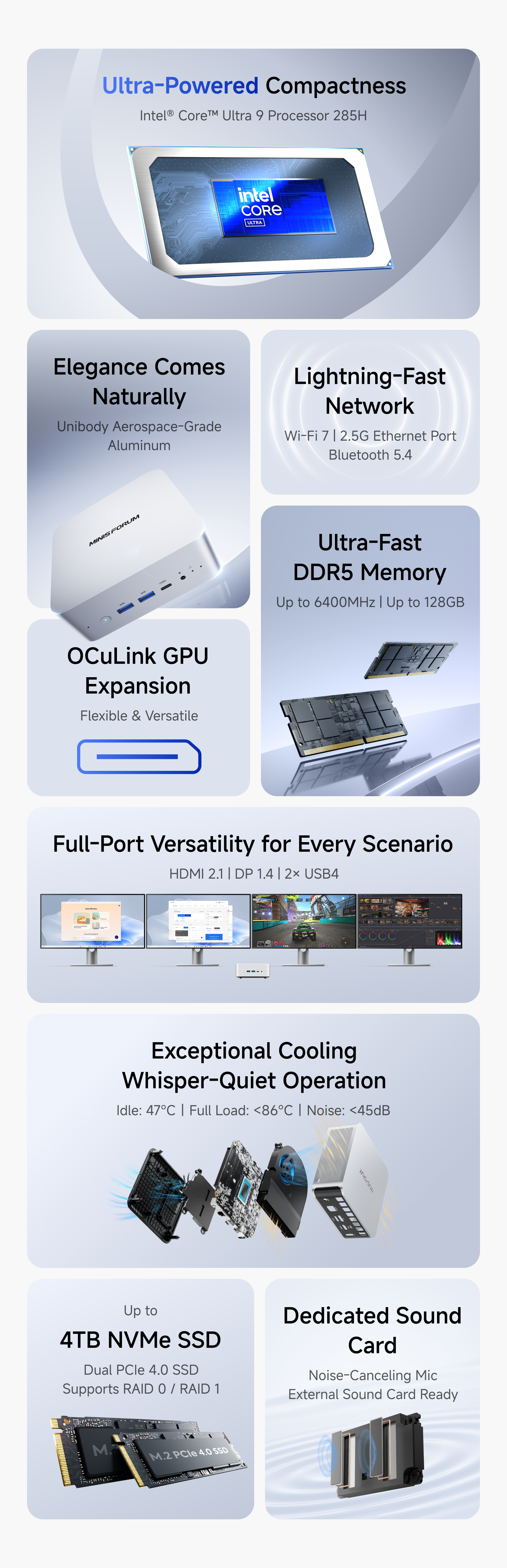 MINISFORUM M1 Pro-285H | Core Ultra 9 OCuLink Mini PC