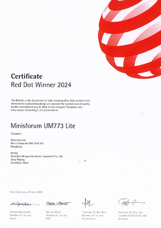 Certificado Lite UM773, ganador del premio Red Dot 2024