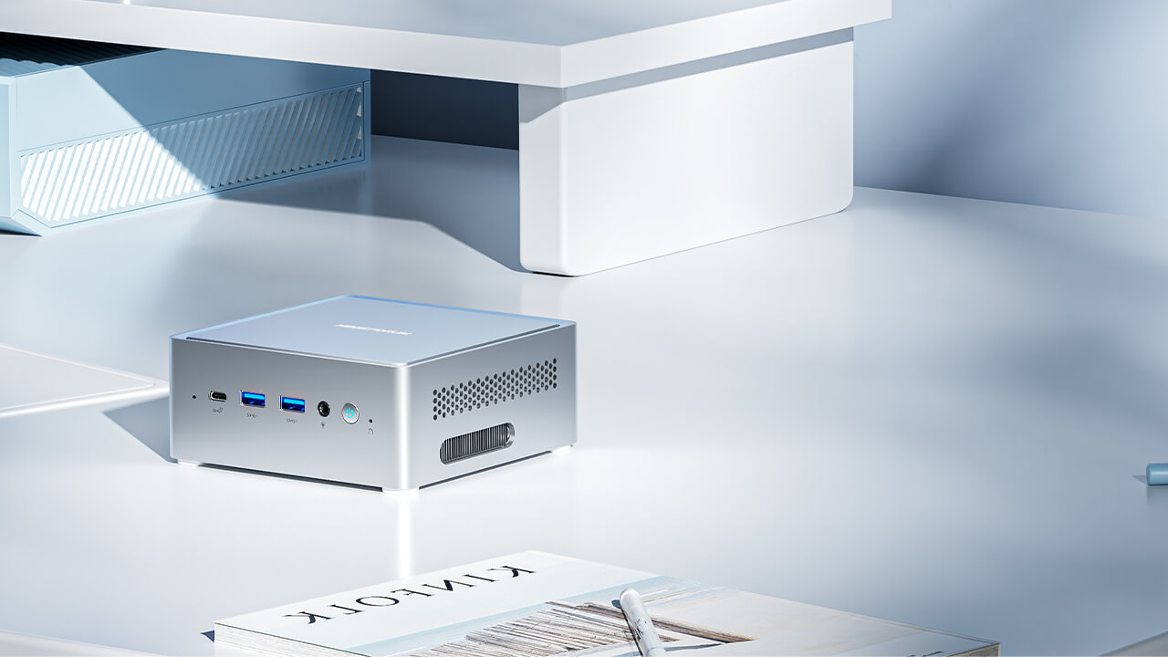 The new Venus Series NPB7 is powered by Intel Core™ i7-13700H. Its white and silver chassis contains a 14 cores/20 threads processor, DDR5 dual-channel memory, dual USB4 ports, and a brand new active SSD heatsink for the PCIe4.0 SSD. This mini PC delivers satisfying performance in daily uses, office routines, and even simple content creation. 